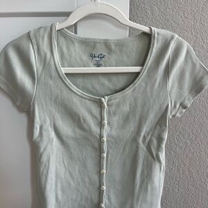 Brandy Melville Light Green Button-Up Top